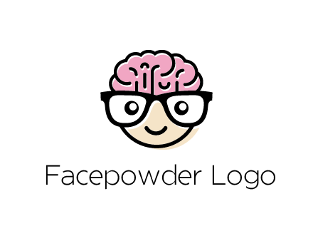 character with with a smile, glasses and brain