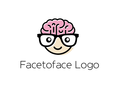 character with with a smile, glasses and brain