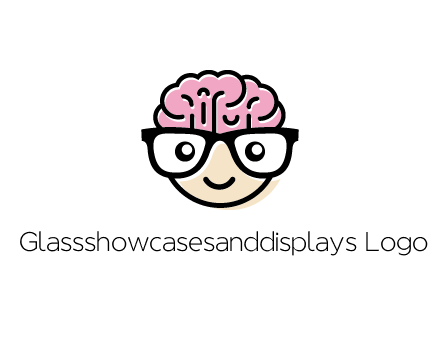 character with with a smile, glasses and brain