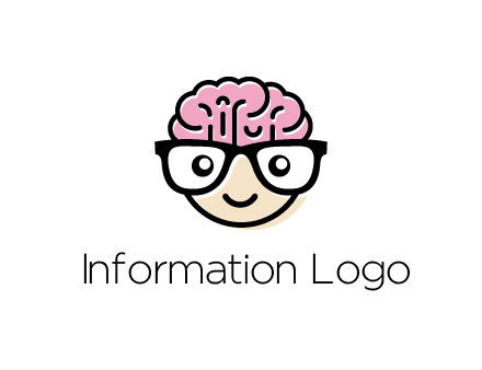 character with with a smile, glasses and brain
