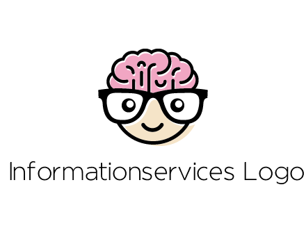 character with with a smile, glasses and brain
