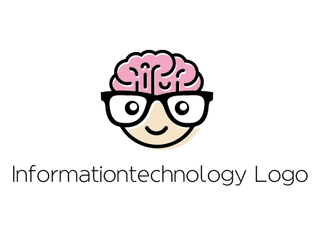 character with with a smile, glasses and brain