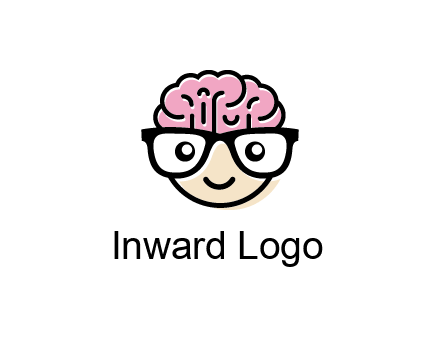 character with with a smile, glasses and brain