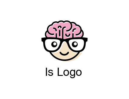 character with with a smile, glasses and brain
