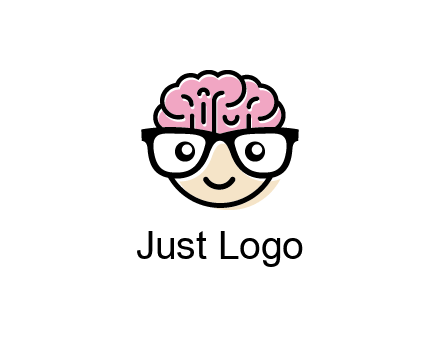 character with with a smile, glasses and brain