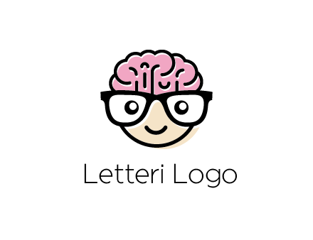 character with with a smile, glasses and brain