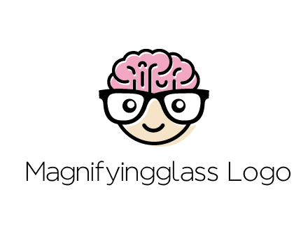 character with with a smile, glasses and brain
