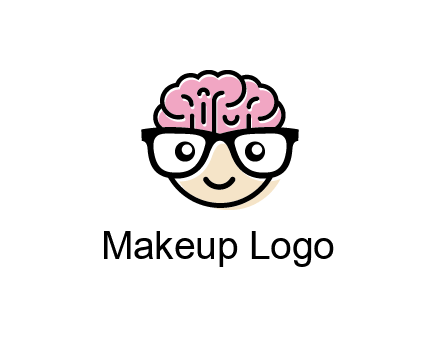 character with with a smile, glasses and brain