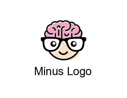 character with with a smile, glasses and brain