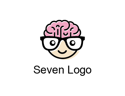 character with with a smile, glasses and brain