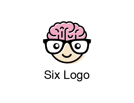 character with with a smile, glasses and brain