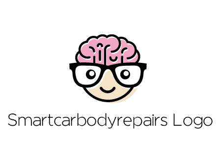 character with with a smile, glasses and brain