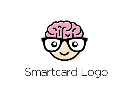 character with with a smile, glasses and brain