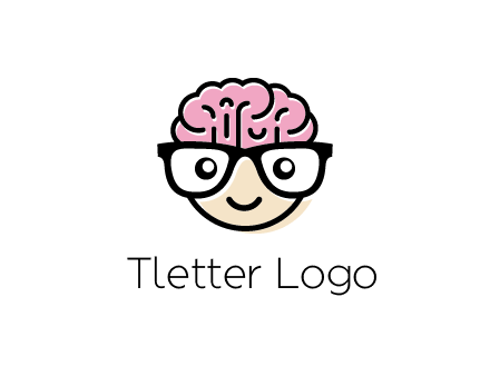 character with with a smile, glasses and brain