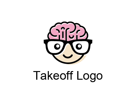 character with with a smile, glasses and brain