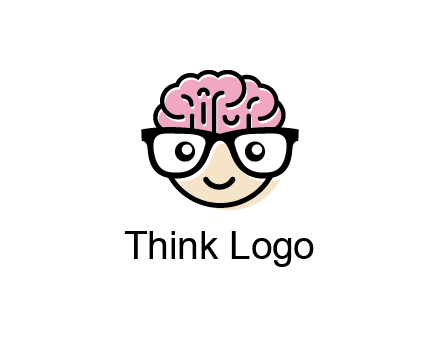 character with with a smile, glasses and brain