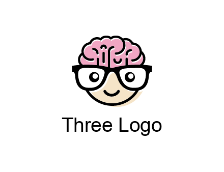 character with with a smile, glasses and brain