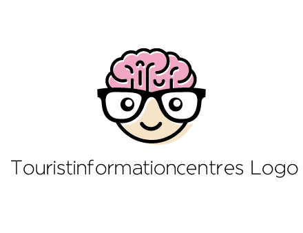 character with with a smile, glasses and brain