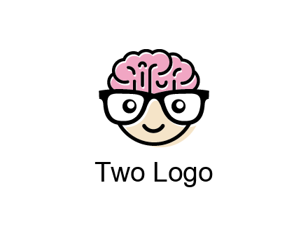 character with with a smile, glasses and brain