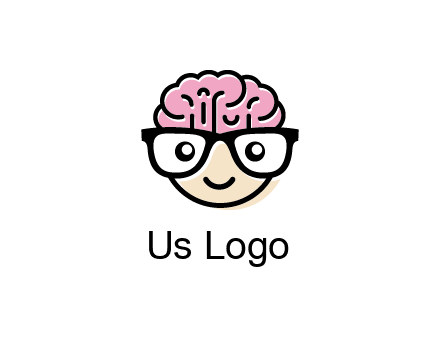 character with with a smile, glasses and brain