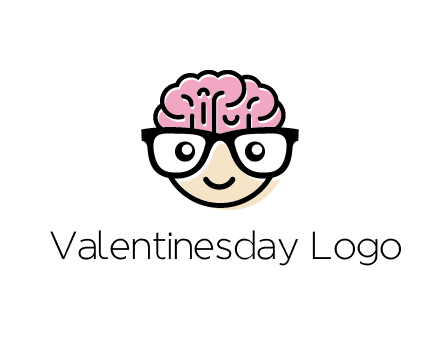 character with with a smile, glasses and brain