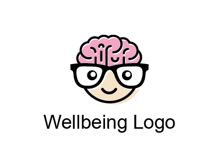 character with with a smile, glasses and brain