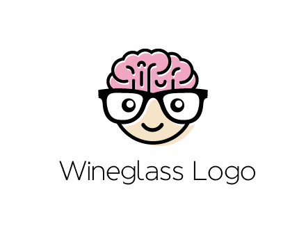 character with with a smile, glasses and brain