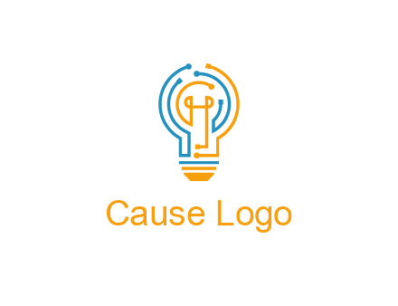 IT logo with circuit cables forming a light bulb