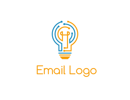 IT logo with circuit cables forming a light bulb