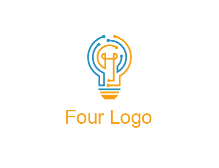 IT logo with circuit cables forming a light bulb