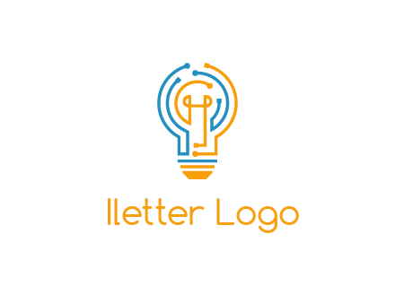 IT logo with circuit cables forming a light bulb