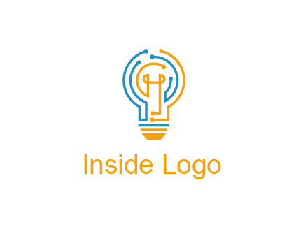IT logo with circuit cables forming a light bulb