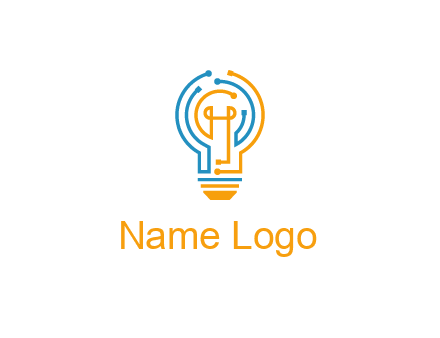 IT logo with circuit cables forming a light bulb