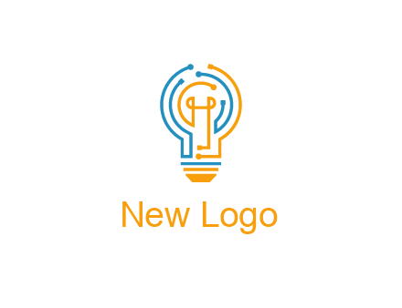 IT logo with circuit cables forming a light bulb