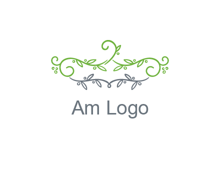 floral design logo with vines