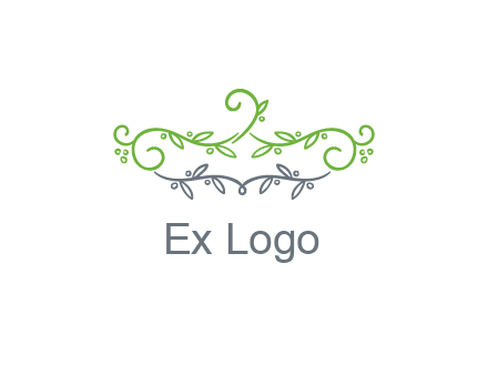 floral design logo with vines