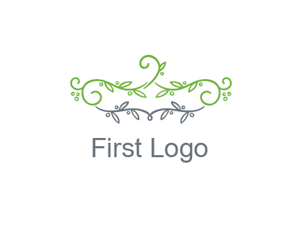 floral design logo with vines
