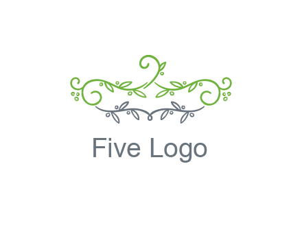 floral design logo with vines