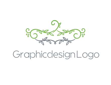 floral design logo with vines