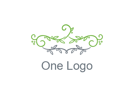 floral design logo with vines
