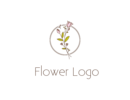 simple spa logo with flowers and buds growing on a stem
