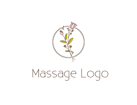 simple spa logo with flowers and buds growing on a stem