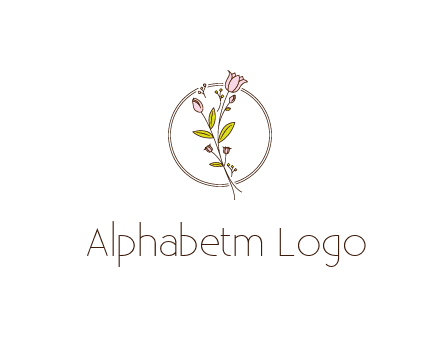 simple spa logo with flowers and buds growing on a stem