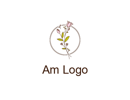 simple spa logo with flowers and buds growing on a stem