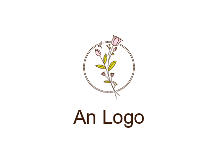 simple spa logo with flowers and buds growing on a stem