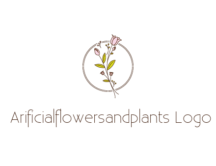 simple spa logo with flowers and buds growing on a stem