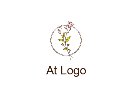 simple spa logo with flowers and buds growing on a stem