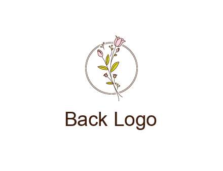 simple spa logo with flowers and buds growing on a stem