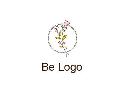 simple spa logo with flowers and buds growing on a stem