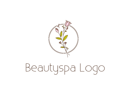 simple spa logo with flowers and buds growing on a stem